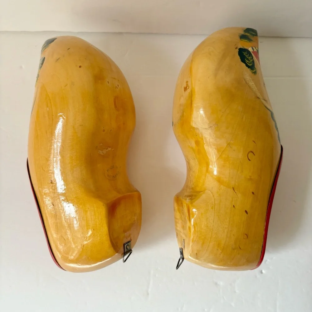 Vintage Wooden Hand Painted Dutch Clogs Banks from Holland Wall Decor